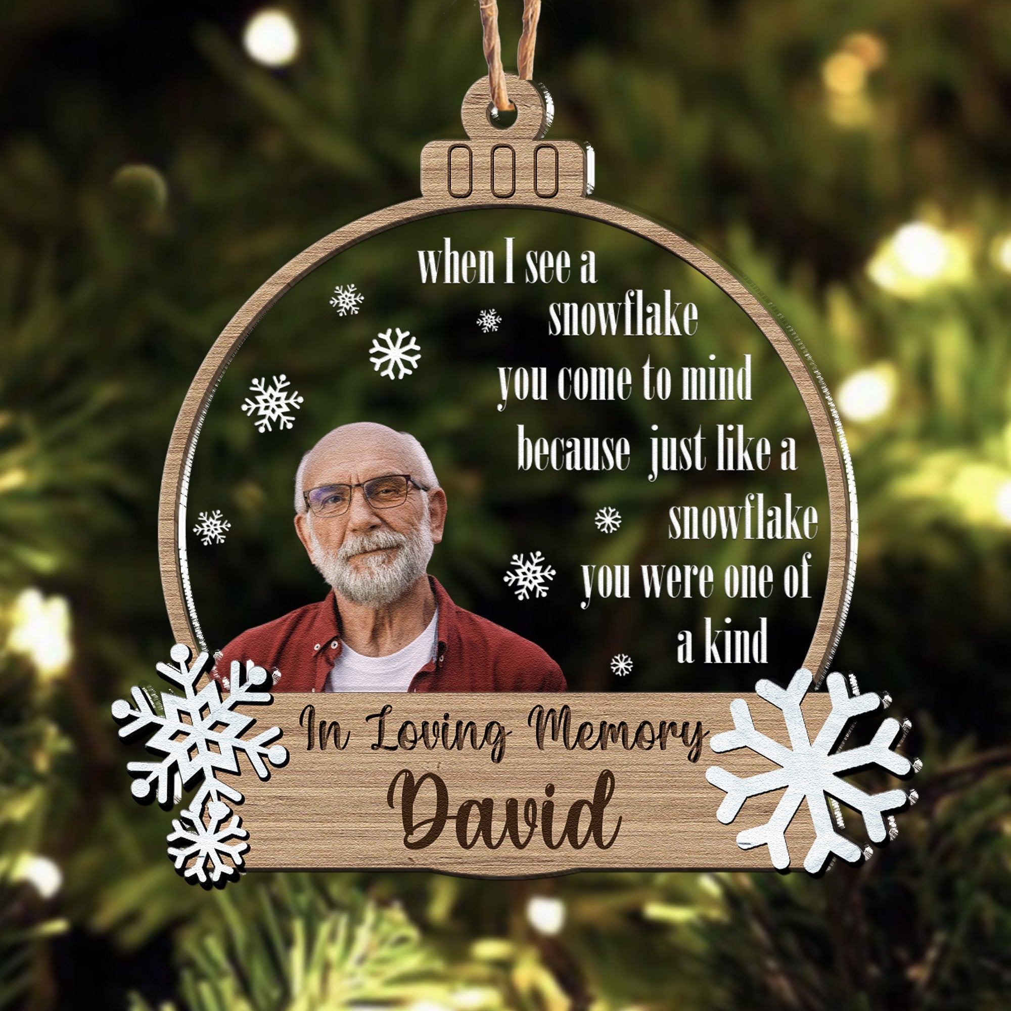 Snowflakes Are Kisses From Heaven - Personalized Wood And Acrylic Photo Ornament ORNA1210
