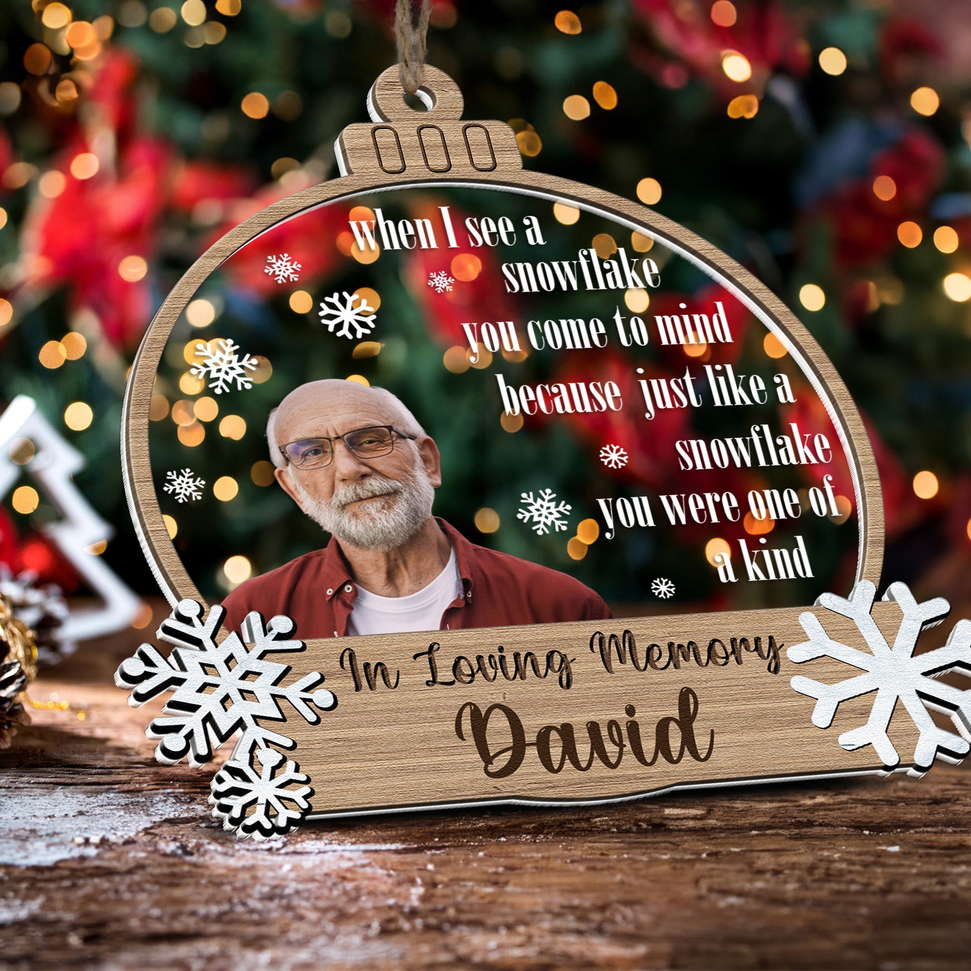 Snowflakes Are Kisses From Heaven - Personalized Wood And Acrylic Photo Ornament ORNA1210