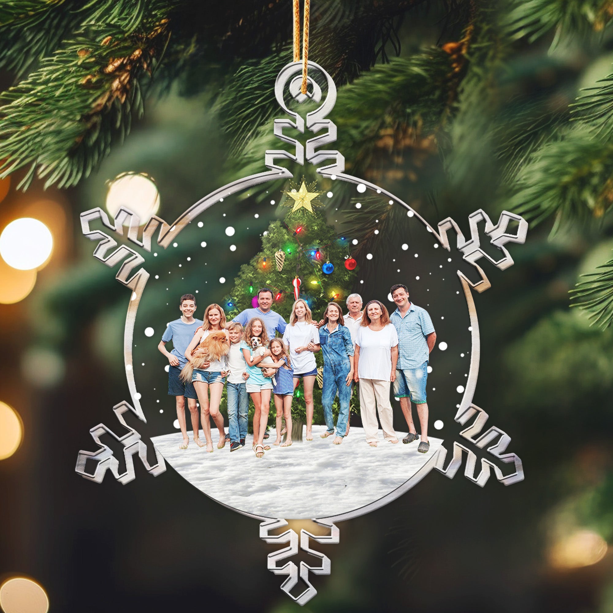 Snowflakes Custom Photo Family, Friends - Personalized Acrylic Photo Ornament ORN0810