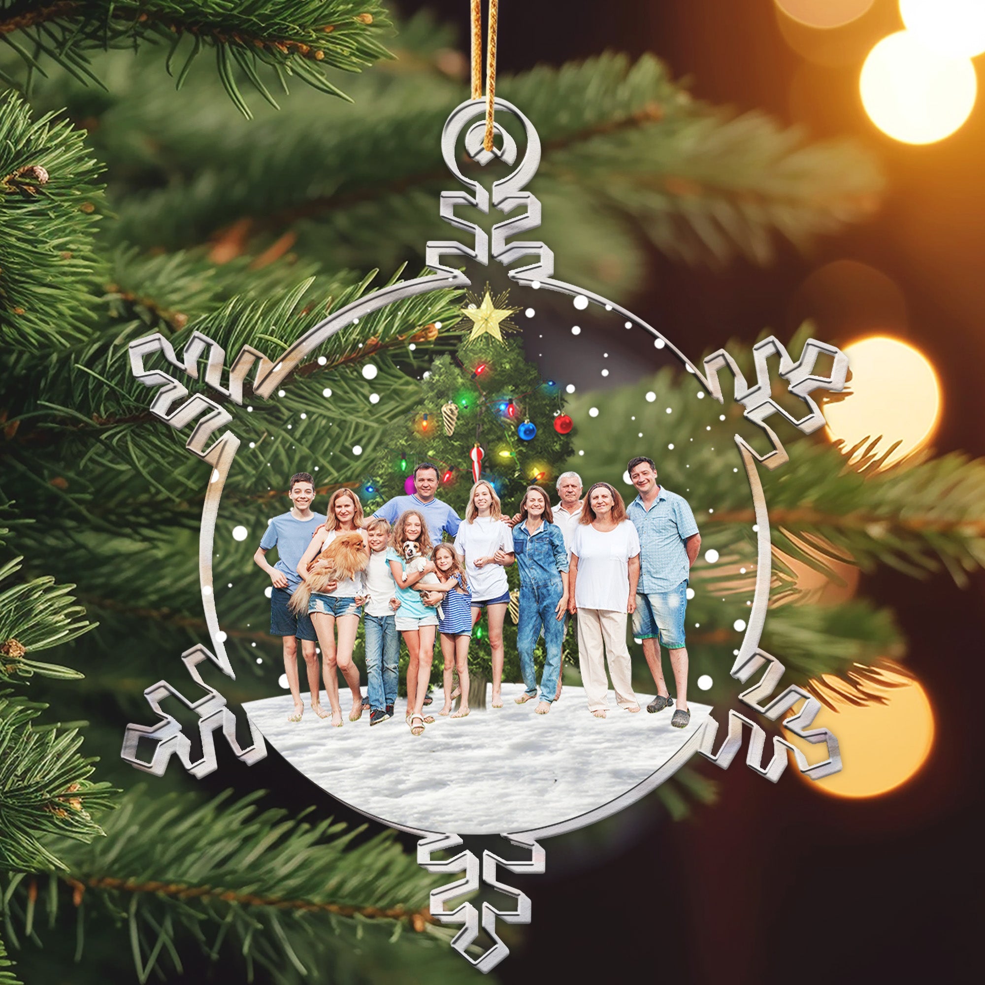 Snowflakes Custom Photo Family, Friends - Personalized Acrylic Photo Ornament ORNA1210