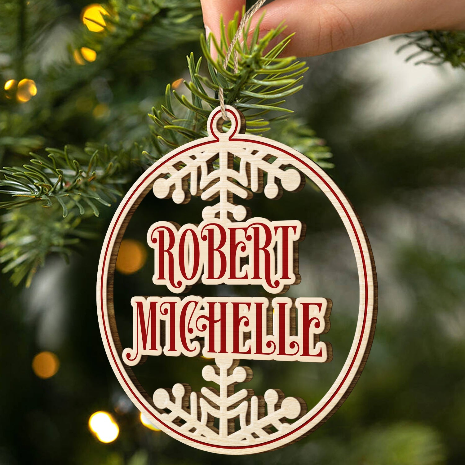 Christmas Bauble Family Members And Friends Custom Name - Xmas Gift For Parents, Grandparents, Besties - Personalized Wooden Cutout Ornament ORNA1210