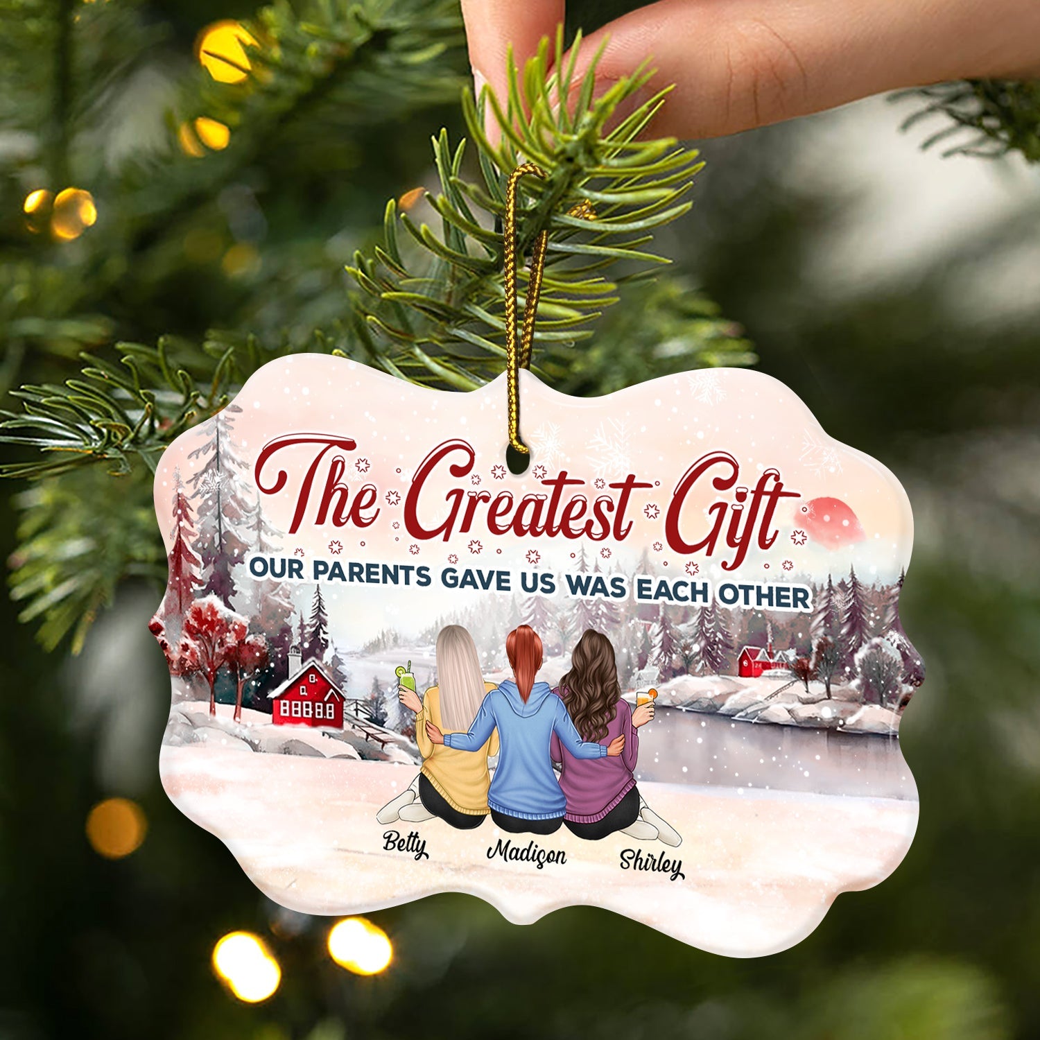 The Greatest Gift Our Parents Gave Us Was Each Other - Christmas Gift For Sibling, Sister, Brother - Personalized Medallion Ceramic Ornament ORNA1210