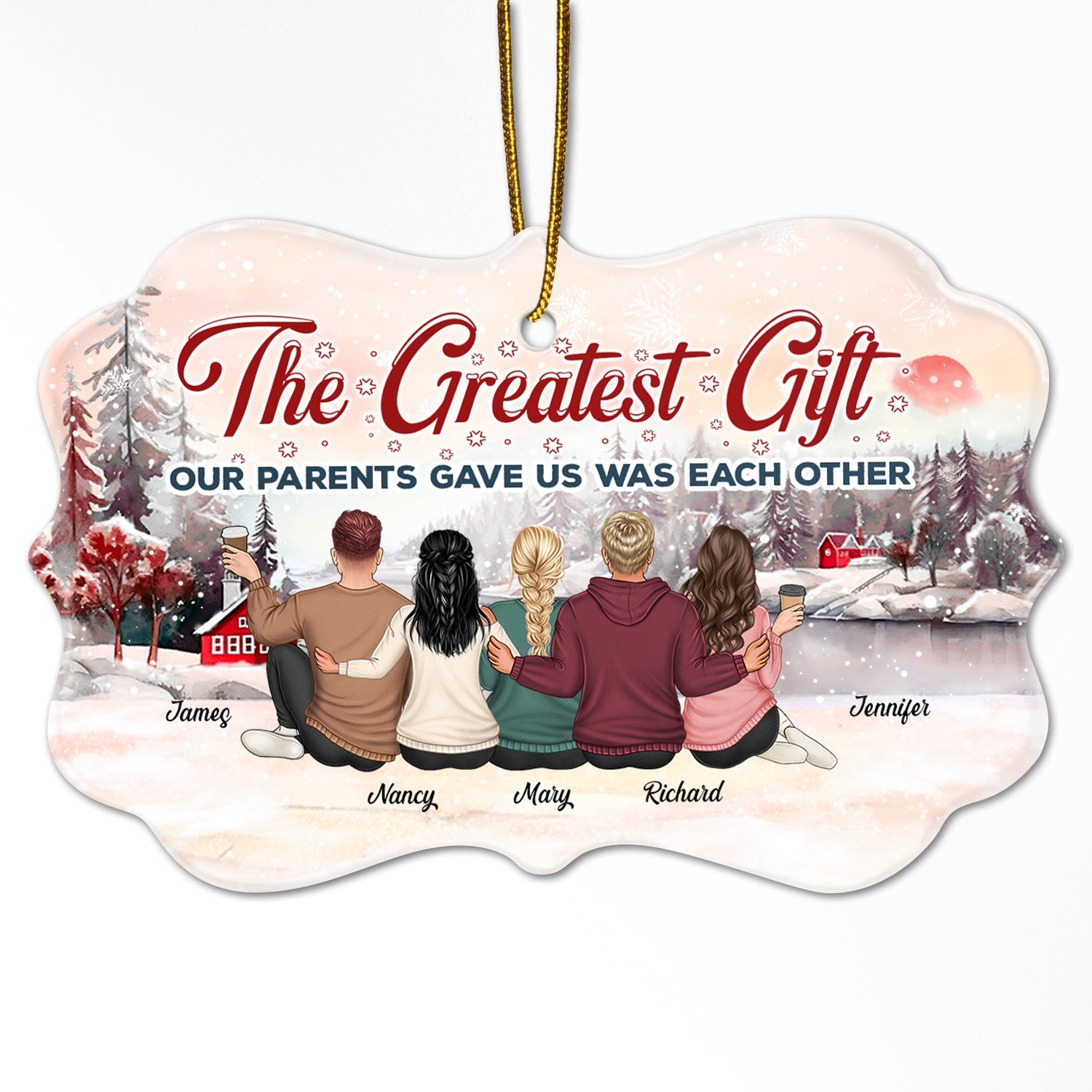 The Greatest Gift Our Parents Gave Us Was Each Other - Christmas Gift For Sibling, Sister, Brother - Personalized Medallion Ceramic Ornament ORNA1210