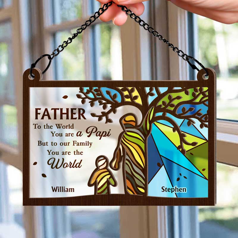 To Our Family You Are The World - Personalized Window Hanging Suncatcher Ornament ORNA1210