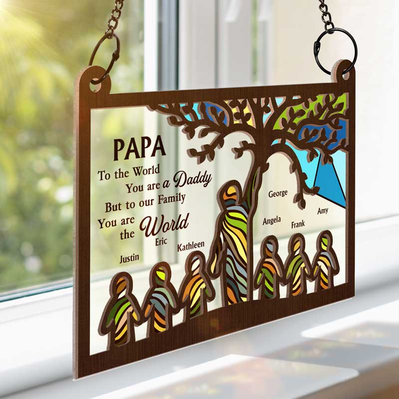 To Our Family You Are The World - Personalized Window Hanging Suncatcher Ornament ORNA1210