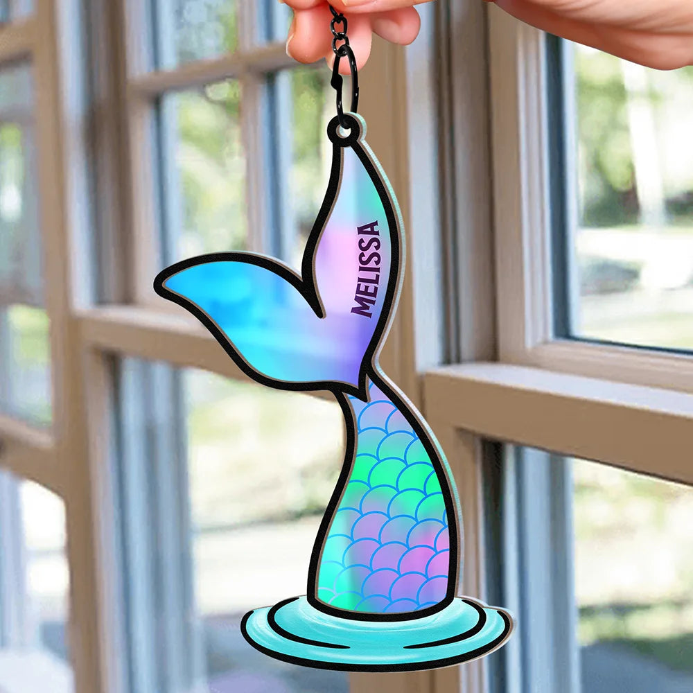 Mermaid Salty Lil' Beach - Personalized Window Hanging Suncatcher Ornament ORNA1210
