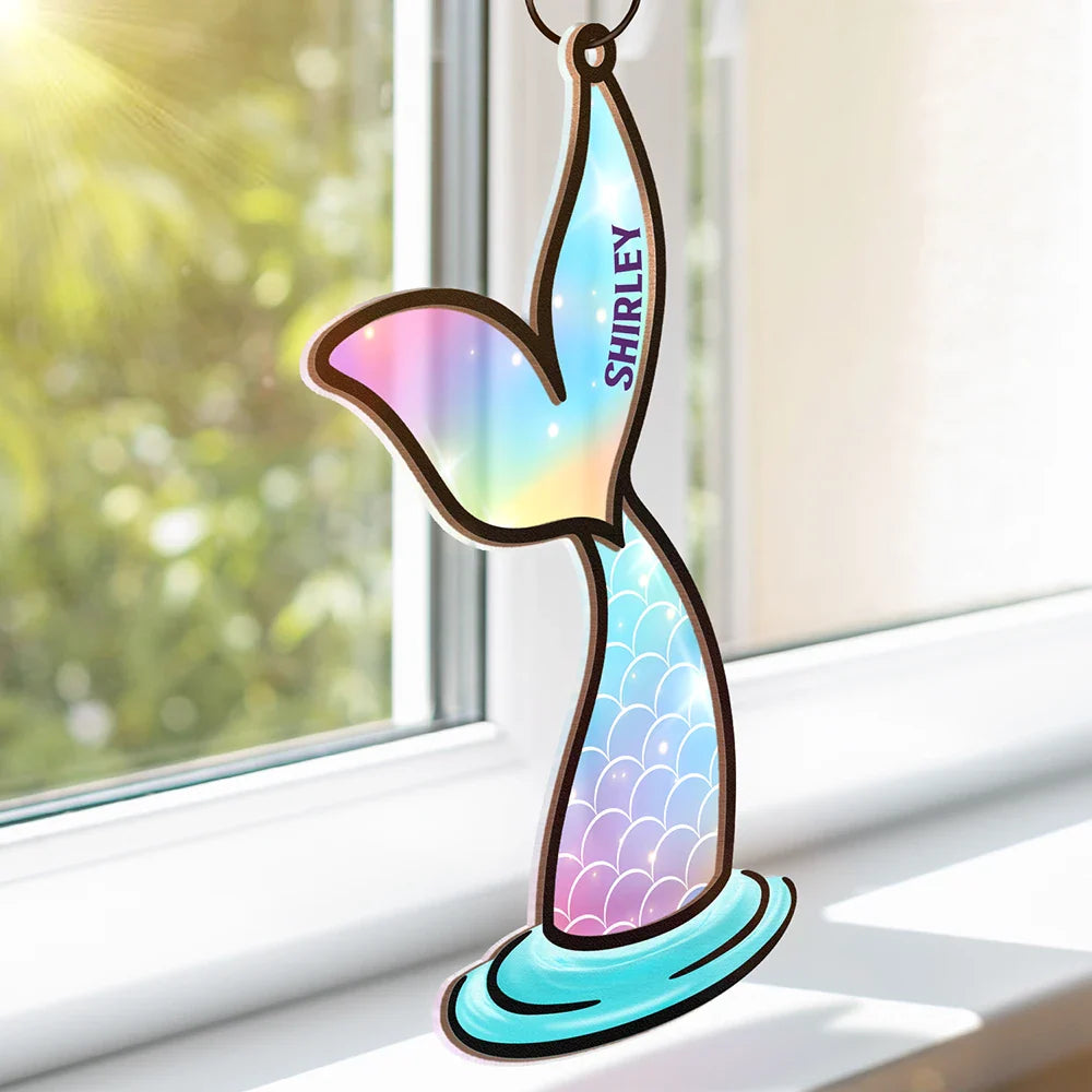Mermaid Salty Lil' Beach - Personalized Window Hanging Suncatcher Ornament ORNA1210