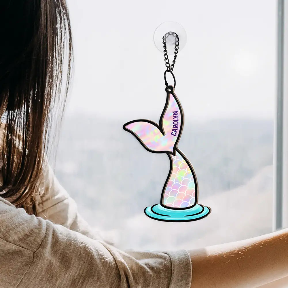 Mermaid Salty Lil' Beach - Personalized Window Hanging Suncatcher Ornament ORNA1210