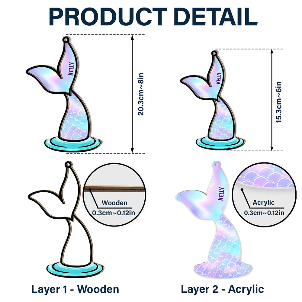 Mermaid Salty Lil' Beach - Personalized Window Hanging Suncatcher Ornament ORNA1210