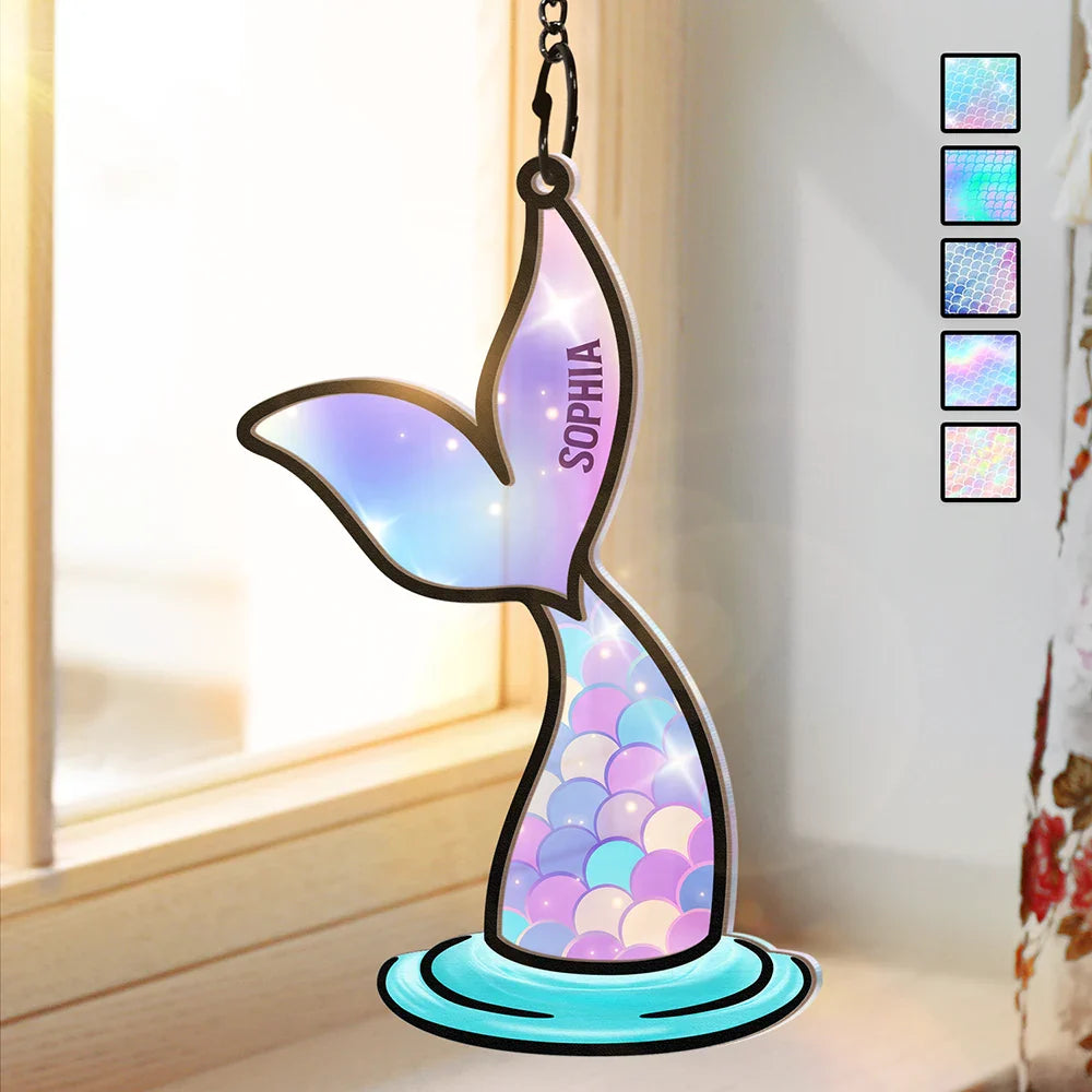 Mermaid Salty Lil' Beach - Personalized Window Hanging Suncatcher Ornament ORNA1210