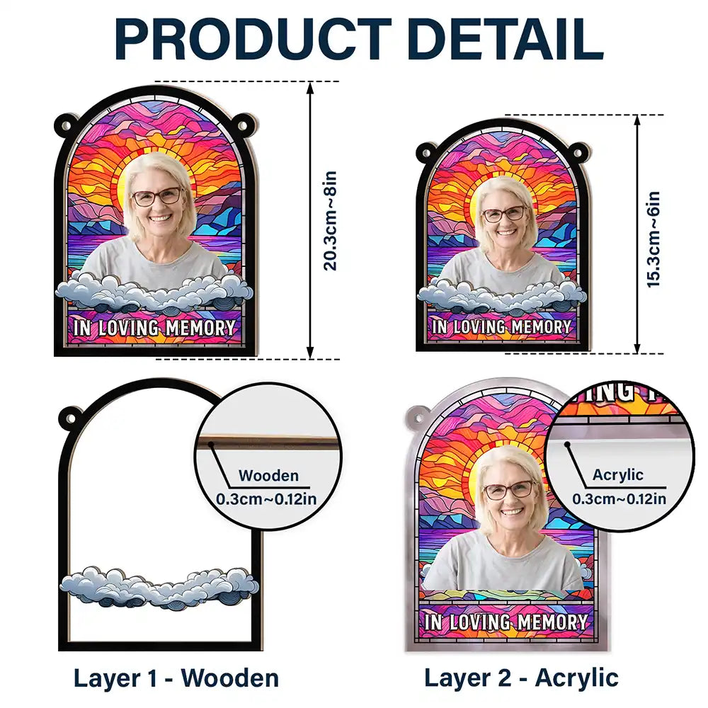 Custom Photo In Loving Memory Family Memorial Mom Grandma - Personalized Window Hanging Suncatcher Ornament ORNA1210