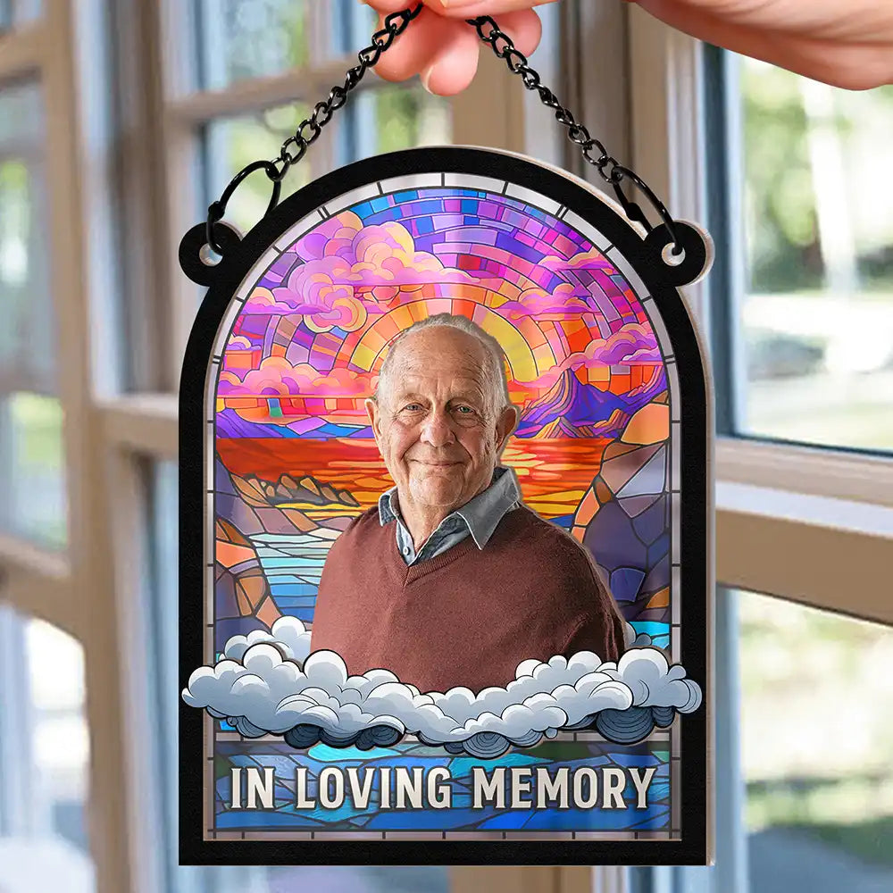 Custom Photo In Loving Memory Family Memorial Dad Grandpa - Personalized Window Hanging Suncatcher Ornament ORNA1210