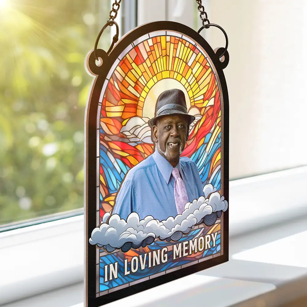 Custom Photo In Loving Memory Family Memorial Dad Grandpa - Personalized Window Hanging Suncatcher Ornament ORNA1210