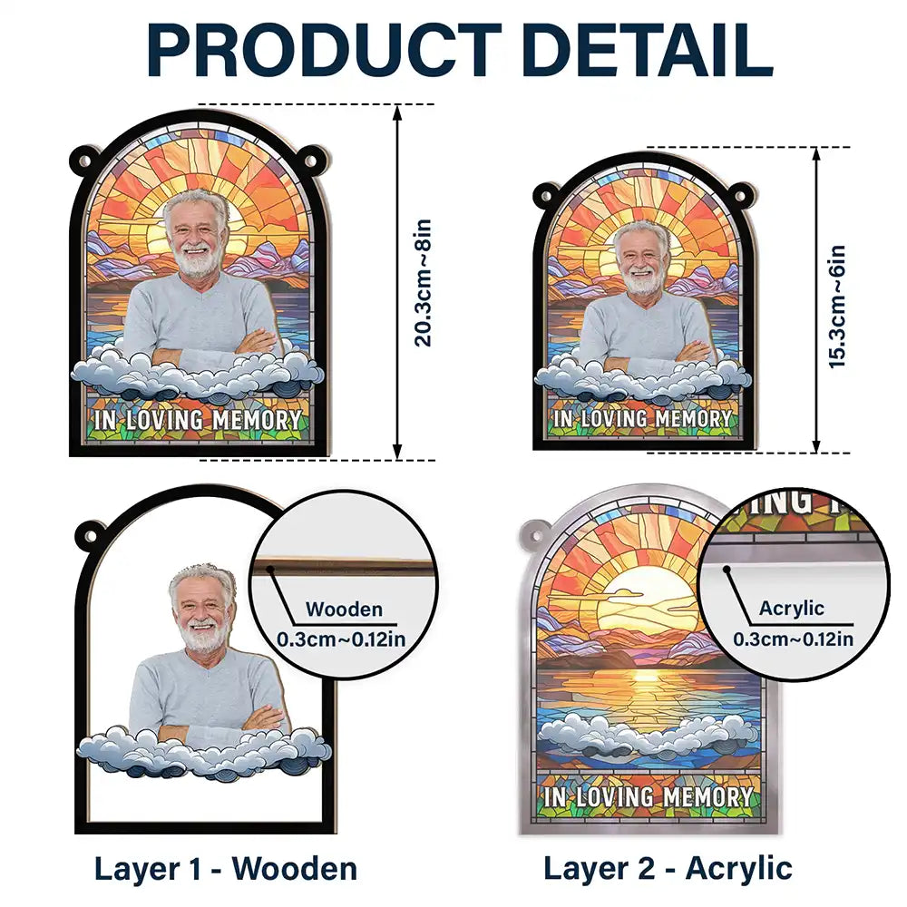 Custom Photo In Loving Memory Family Memorial Dad Grandpa - Personalized Window Hanging Suncatcher Ornament ORNA1210