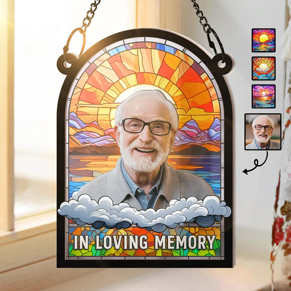 Custom Photo In Loving Memory Family Memorial Dad Grandpa - Personalized Window Hanging Suncatcher Ornament ORNA1210