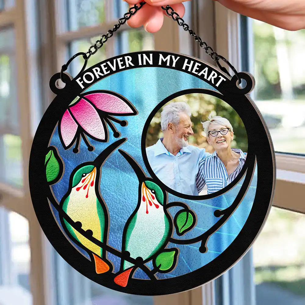 Custom Photo Hummingbird And Flower Memorial Parent - Personalized Window Hanging Suncatcher Ornament ORNA1210