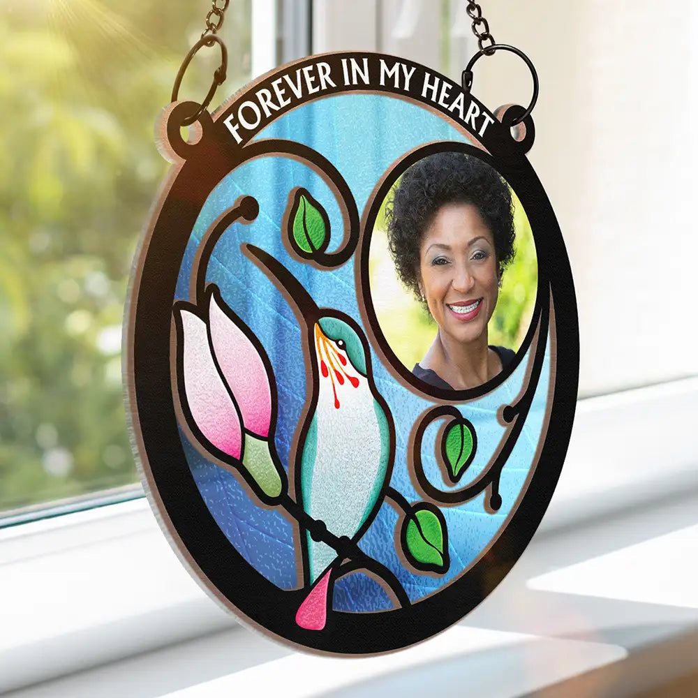 Custom Photo Hummingbird And Flower Memorial Parent - Personalized Window Hanging Suncatcher Ornament ORNA1210