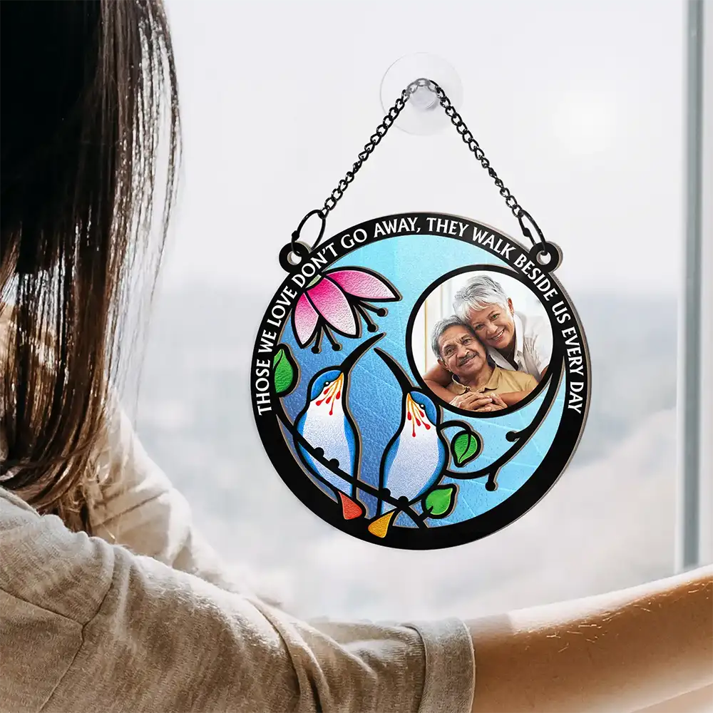 Custom Photo Hummingbird And Flower Memorial Parent - Personalized Window Hanging Suncatcher Ornament ORNA1210