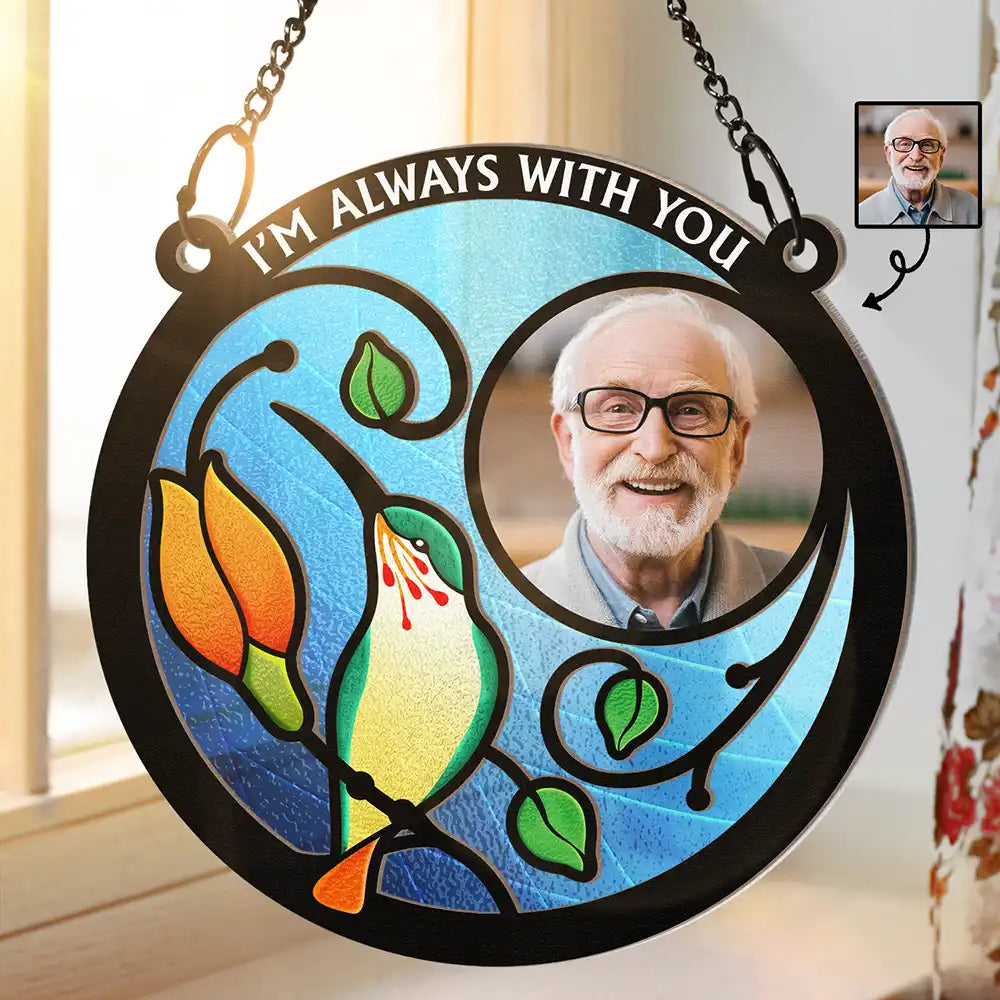 Custom Photo Hummingbird And Flower Memorial Parent - Personalized Window Hanging Suncatcher Ornament ORNA1210