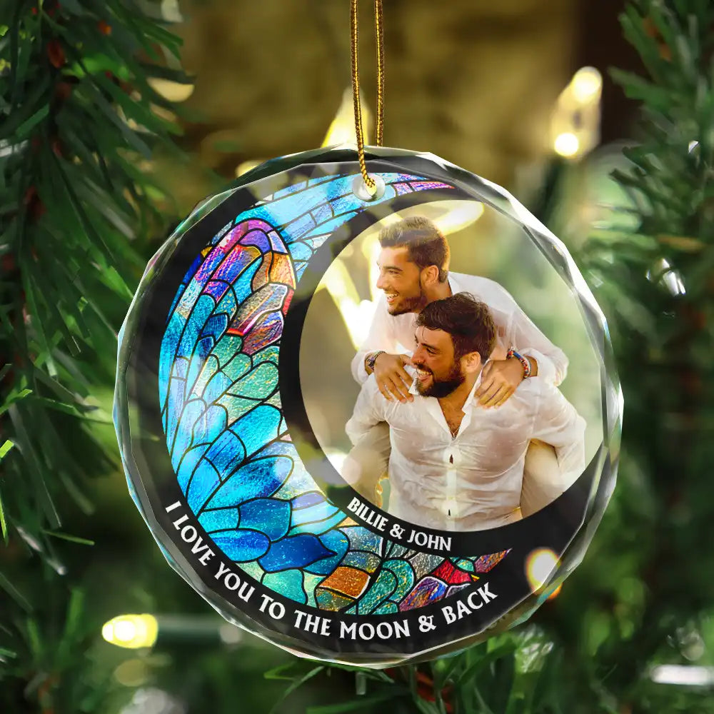 Custom Photo From Our First Kiss Till Our Last Breath Kissing Couple - Stained Effect Printed, Personalized Circle Glass Ornament ORNA1210