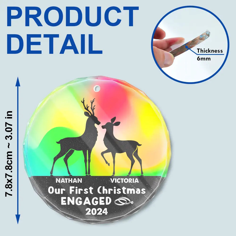 Dear Couple Our First Christmas As Mr. & Mrs. - Stained Effect Printed, Personalized Circle Glass Ornament ORNA1210