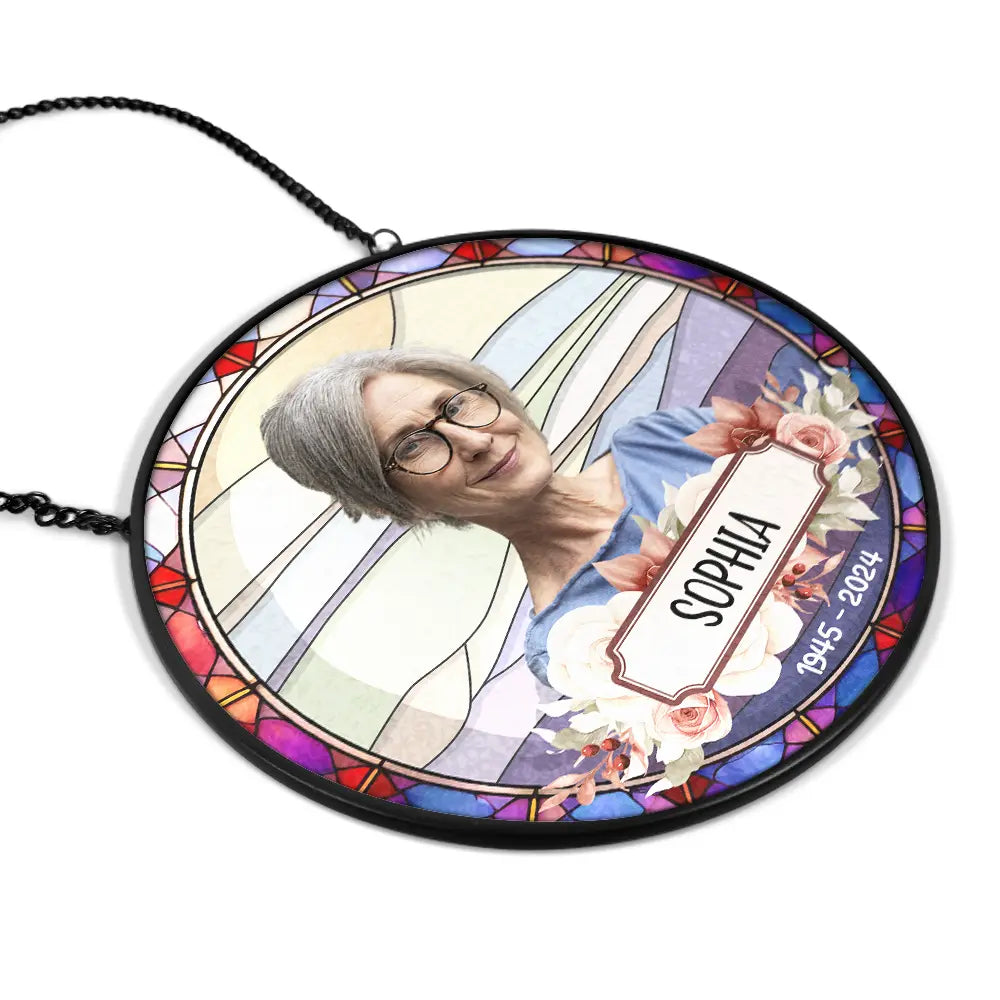 Custom Photo In Loving Memory Dog Cat - Personalized Stained Glass Window Hanging Suncatcher ORNA1210