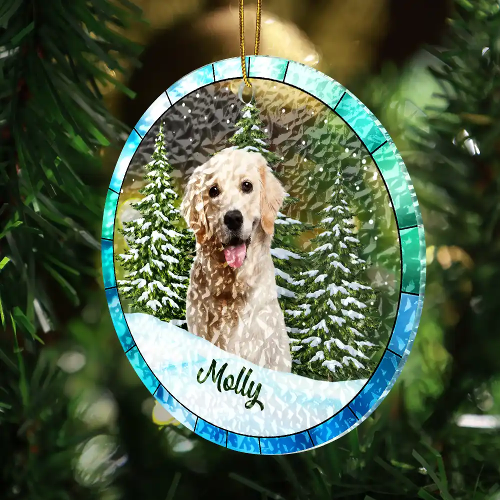 Custom Photo Christmas Pet Lovers - Personalized Stained Glass Ornament ORNA1210