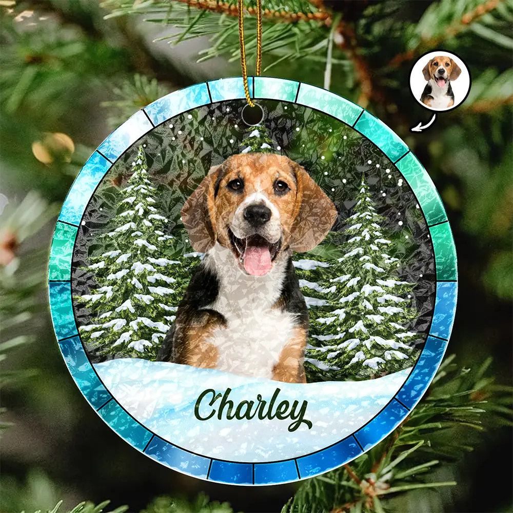 Custom Photo Christmas Pet Lovers - Personalized Stained Glass Ornament ORNA1210
