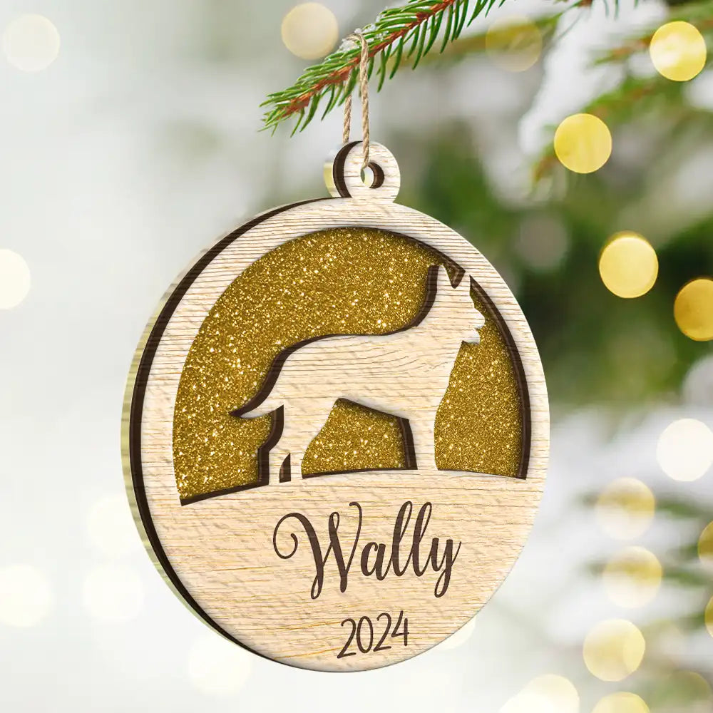 Dog Shape Faux Glitter First Christmas Pet Memorial - Personalized 2-Layered Mix Ornament ORNA1210