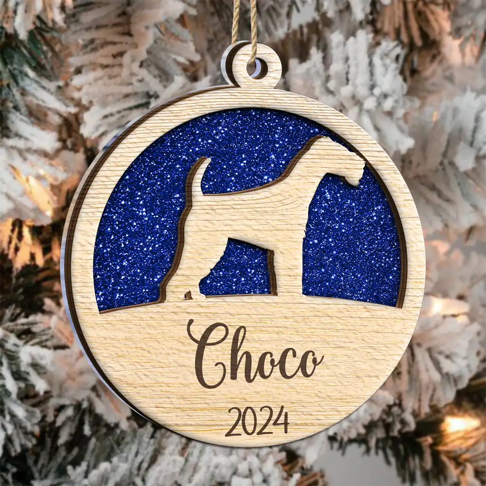 Dog Shape Faux Glitter First Christmas Pet Memorial - Personalized 2-Layered Mix Ornament ORNA1210