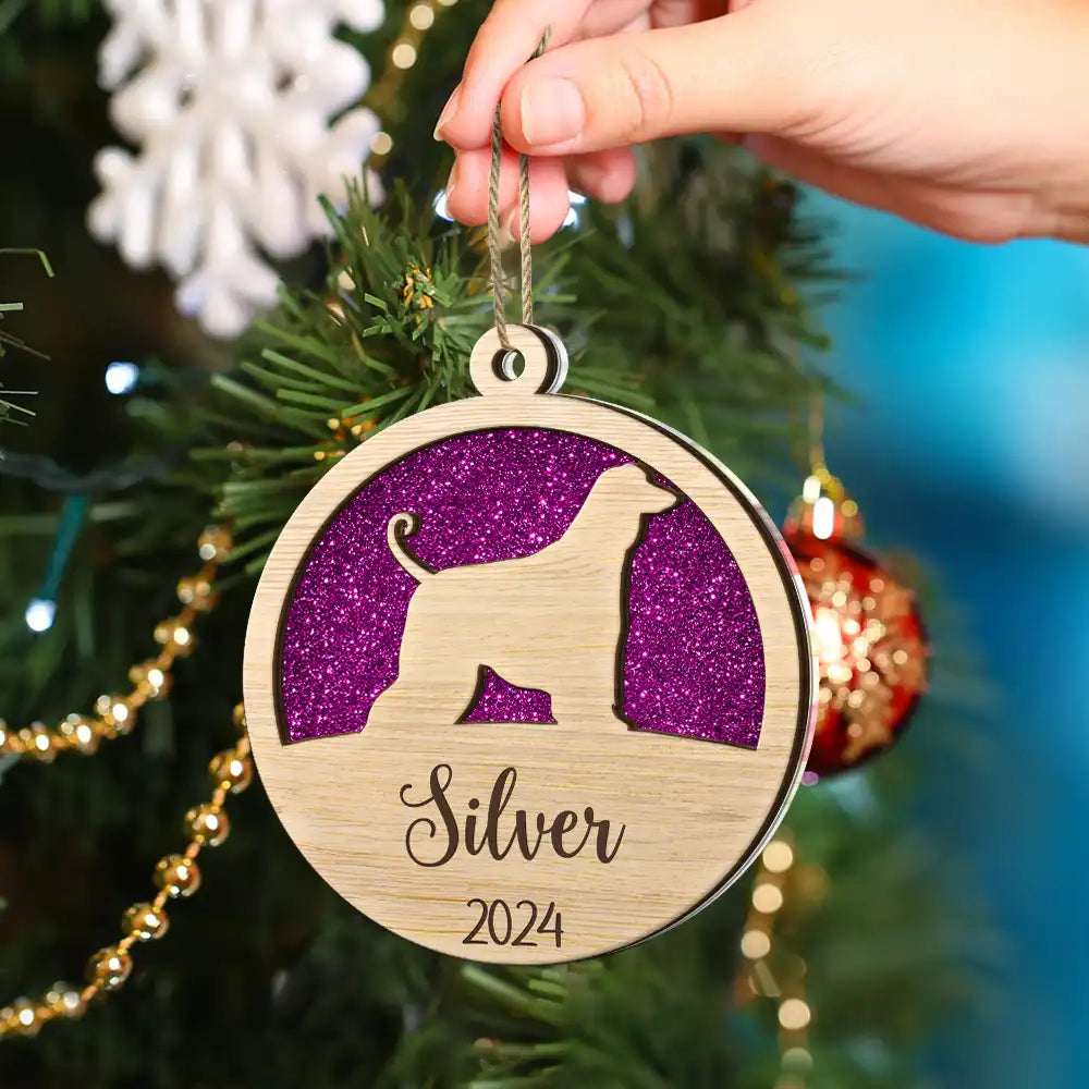Dog Shape Faux Glitter First Christmas Pet Memorial - Personalized 2-Layered Mix Ornament ORNA1210
