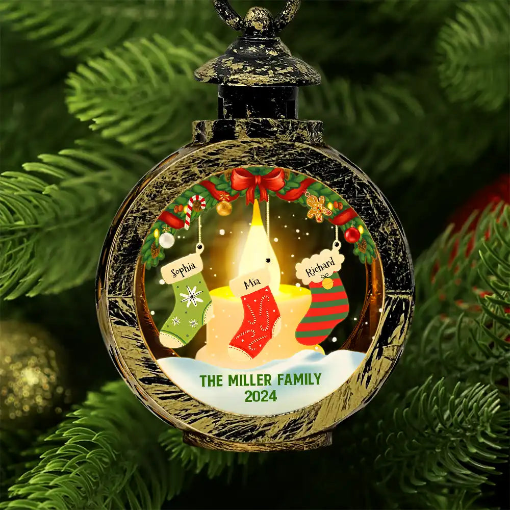 Family Christmas Stockings Parents Kids Pets - Personalized Candlelight Lantern Ornament ORNA1210