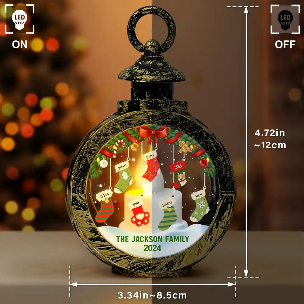 Family Christmas Stockings Parents Kids Pets - Personalized Candlelight Lantern Ornament ORNA1210
