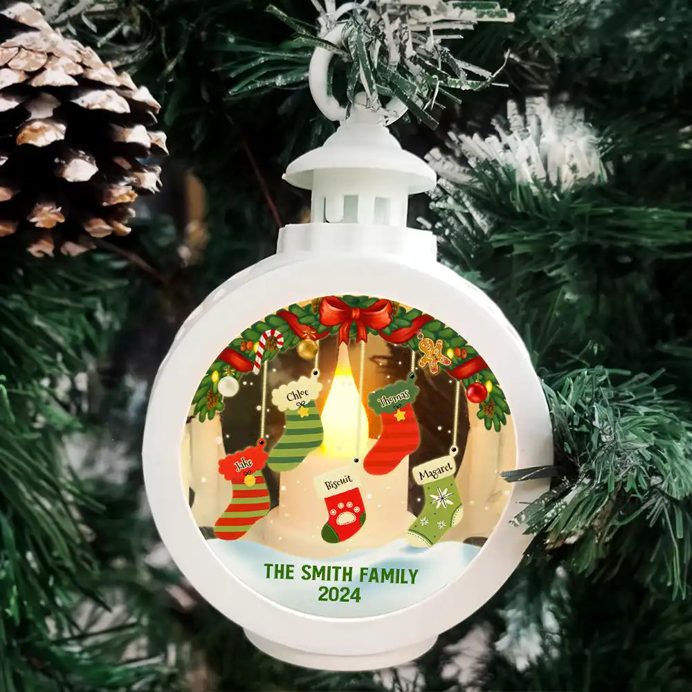 Family Christmas Stockings Parents Kids Pets - Personalized Candlelight Lantern Ornament ORNA1210