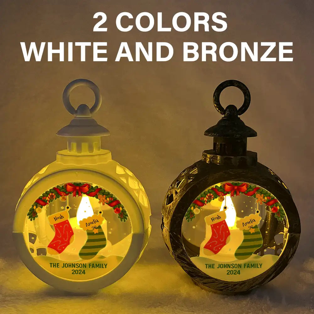 Family Christmas Stockings Parents Kids Pets - Personalized Candlelight Lantern Ornament ORNA1210