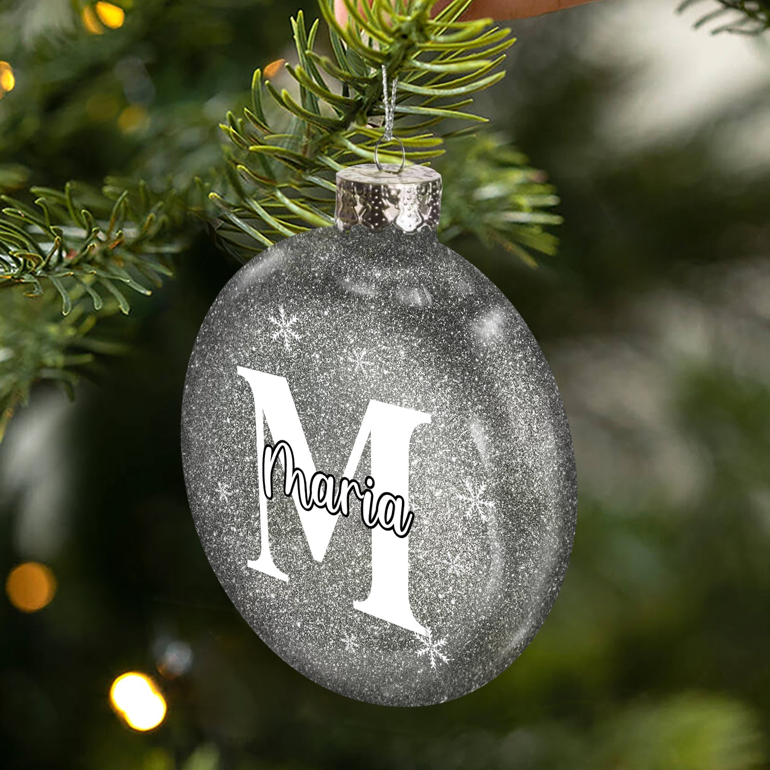 Christmas Family Name Custom Name Alphabet - Gift For Family - Personalized Glitter Plastic Ornament ORNA1210