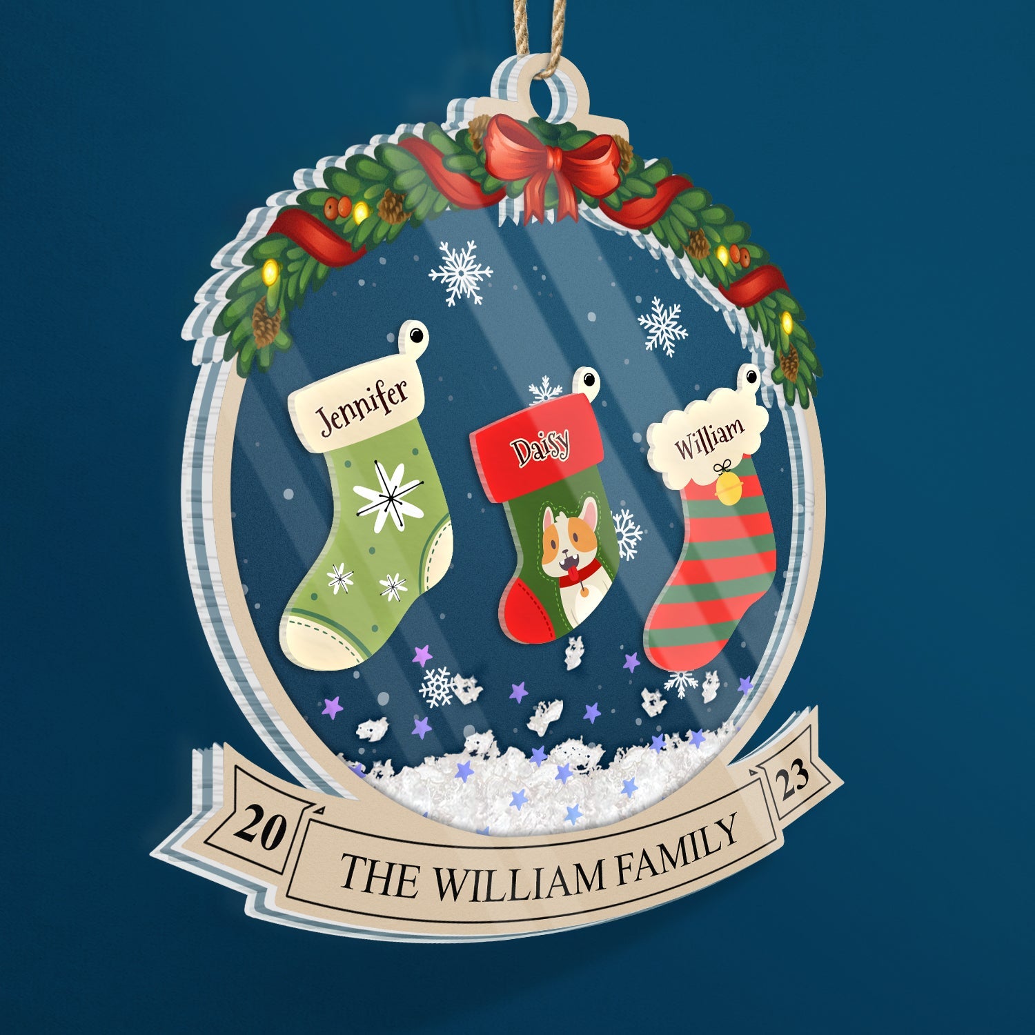 Family Christmas Stockings - Christmas Gift - Personalized 3-Layered Acrylic Shaker Ornament ORNA1210