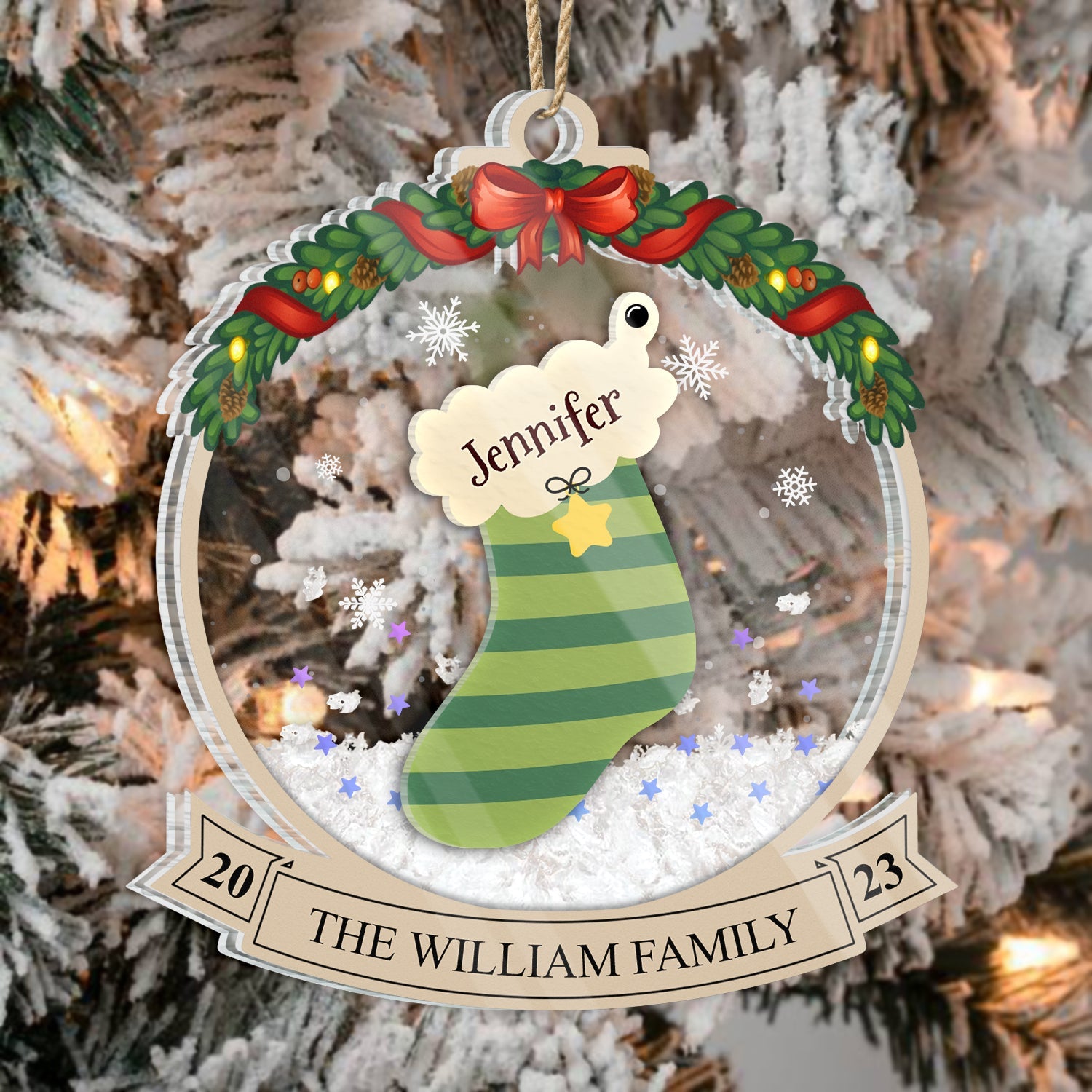 Family Christmas Stockings - Christmas Gift - Personalized 3-Layered Acrylic Shaker Ornament ORNA1210