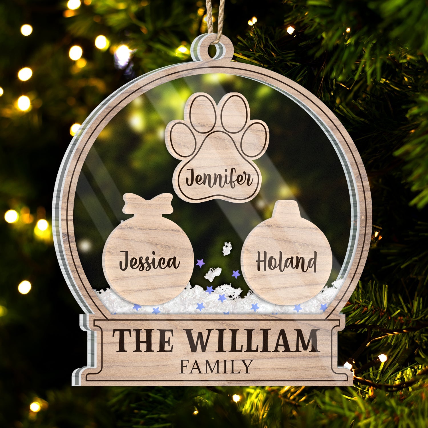 Our Family Kids Pet - Gift For Family, Parent - Personalized 3-Layered Acrylic Shaker Ornament ORNA1210