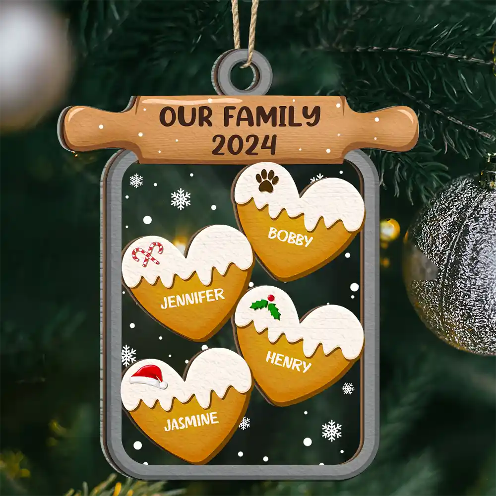 Gingerbread Cookie Our Family - Personalized 2-Layered Mix Ornament ORNA1210