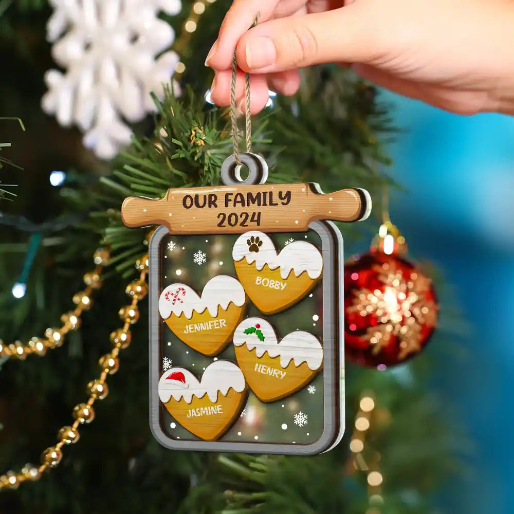 Gingerbread Cookie Our Family - Personalized 2-Layered Mix Ornament ORNA1210
