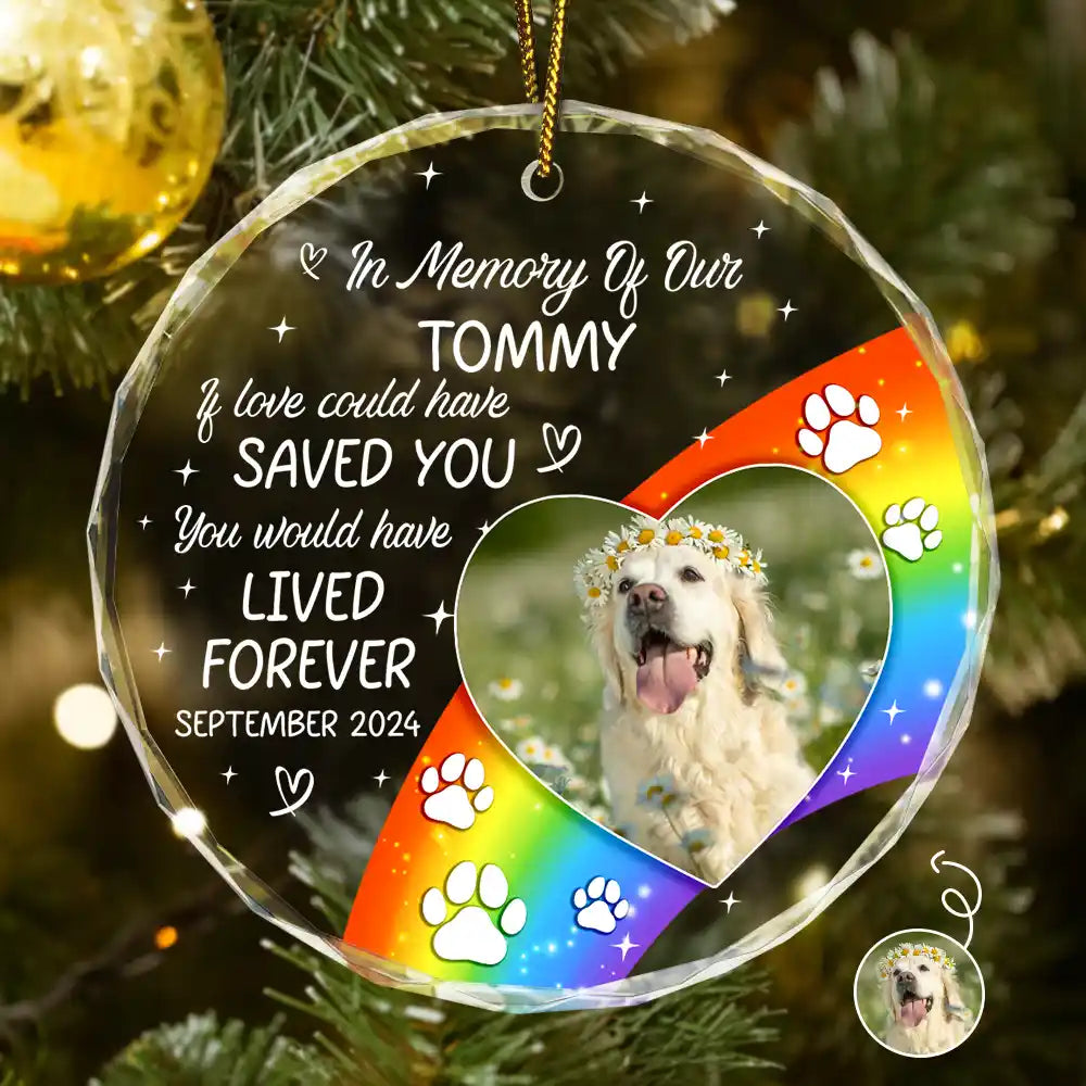 Custom Photo In Loving Memory Memorial Pet Lovers - Personalized Circle Glass Ornament ORNA1210