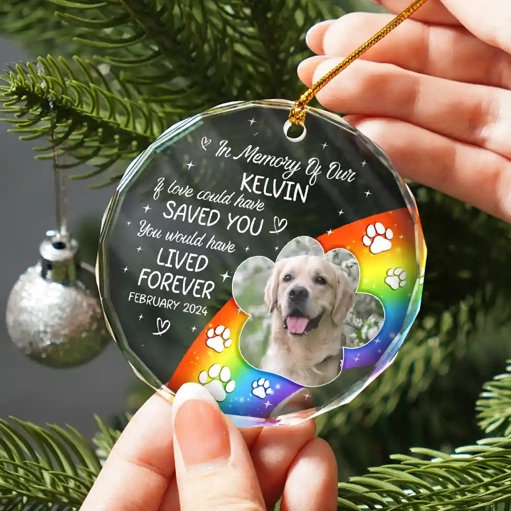 Custom Photo In Loving Memory Memorial Pet Lovers - Personalized Circle Glass Ornament ORNA1210