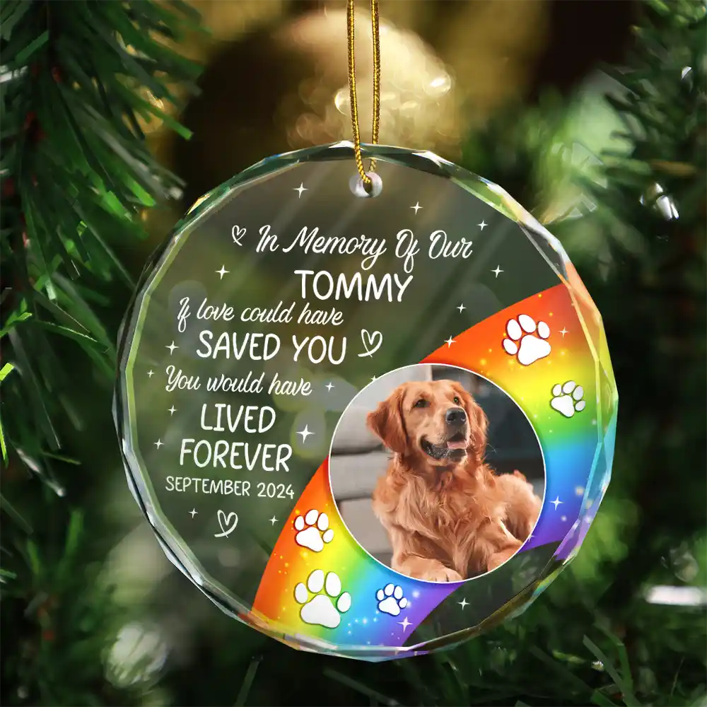 Custom Photo In Loving Memory Memorial Pet Lovers - Personalized Circle Glass Ornament ORNA1210