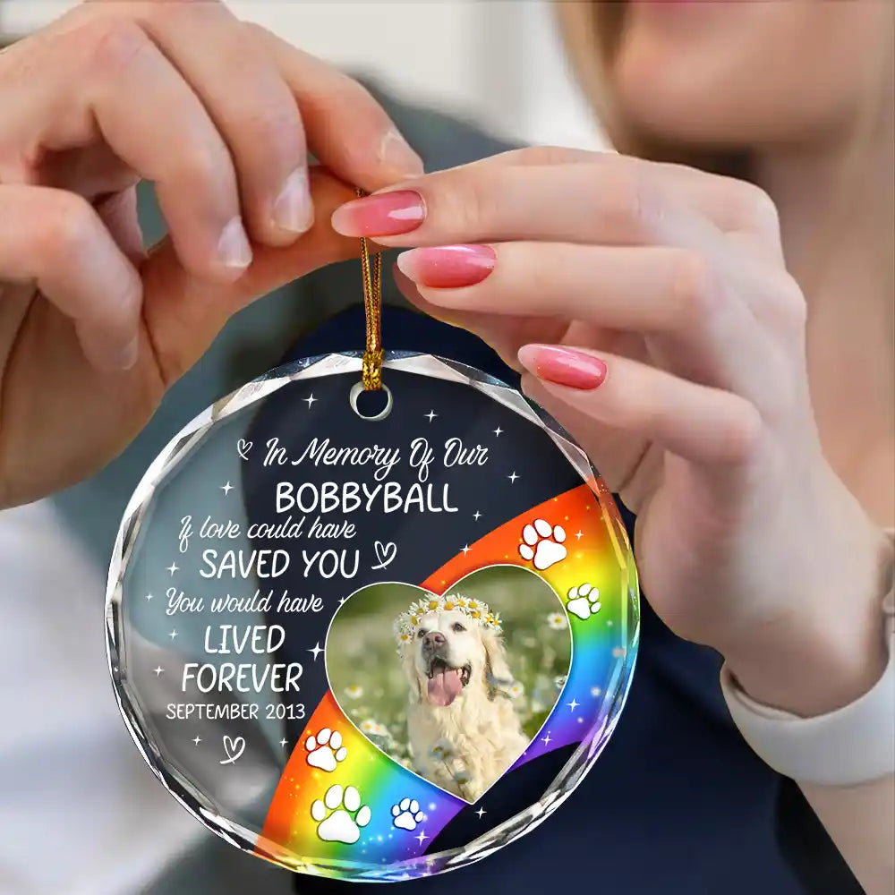 Custom Photo In Loving Memory Memorial Pet Lovers - Personalized Circle Glass Ornament ORNA1210