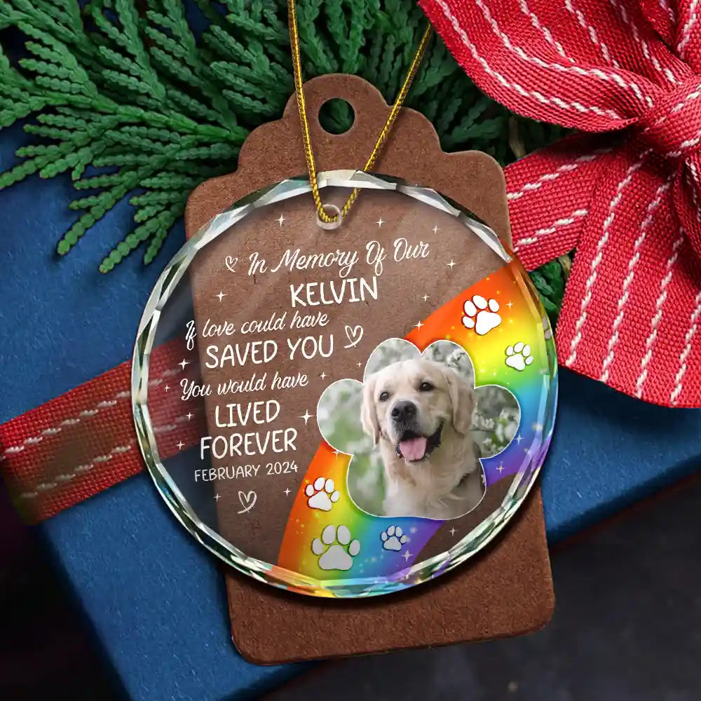 Custom Photo In Loving Memory Memorial Pet Lovers - Personalized Circle Glass Ornament ORNA1210
