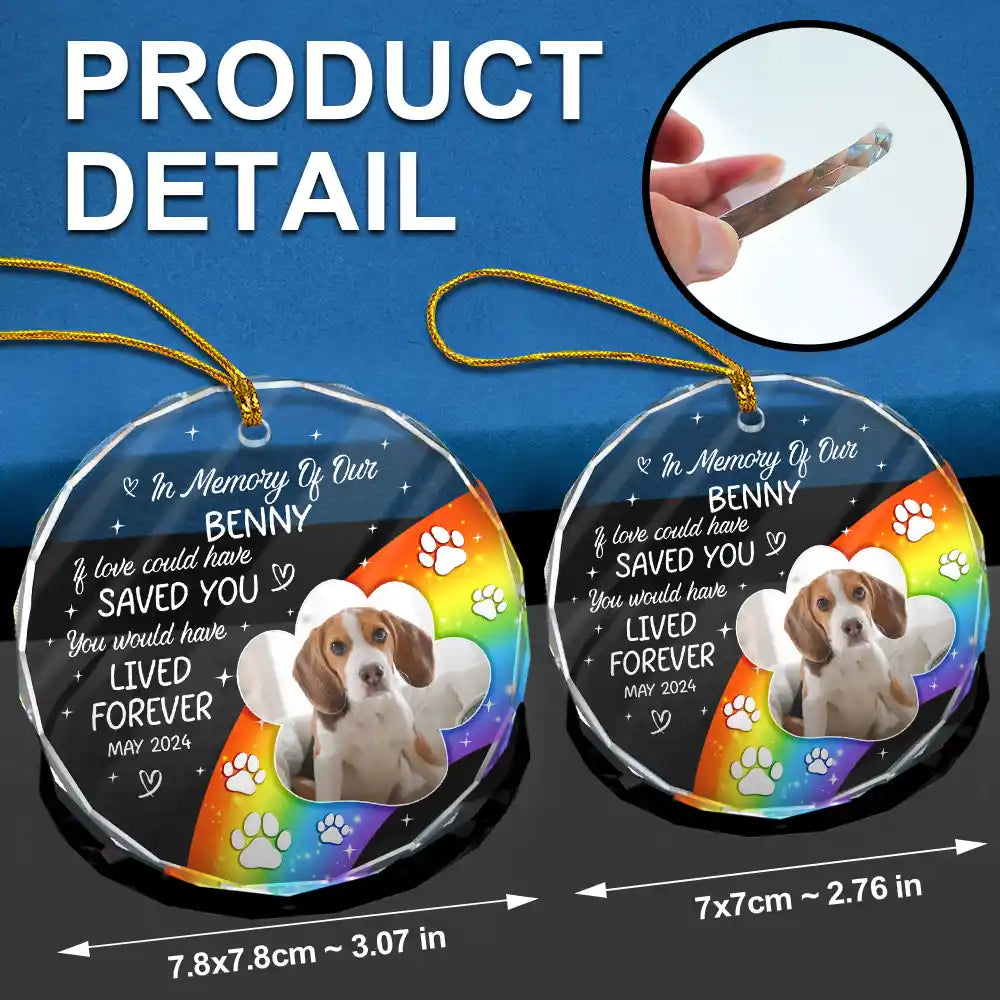 Custom Photo In Loving Memory Memorial Pet Lovers - Personalized Circle Glass Ornament ORNA1210