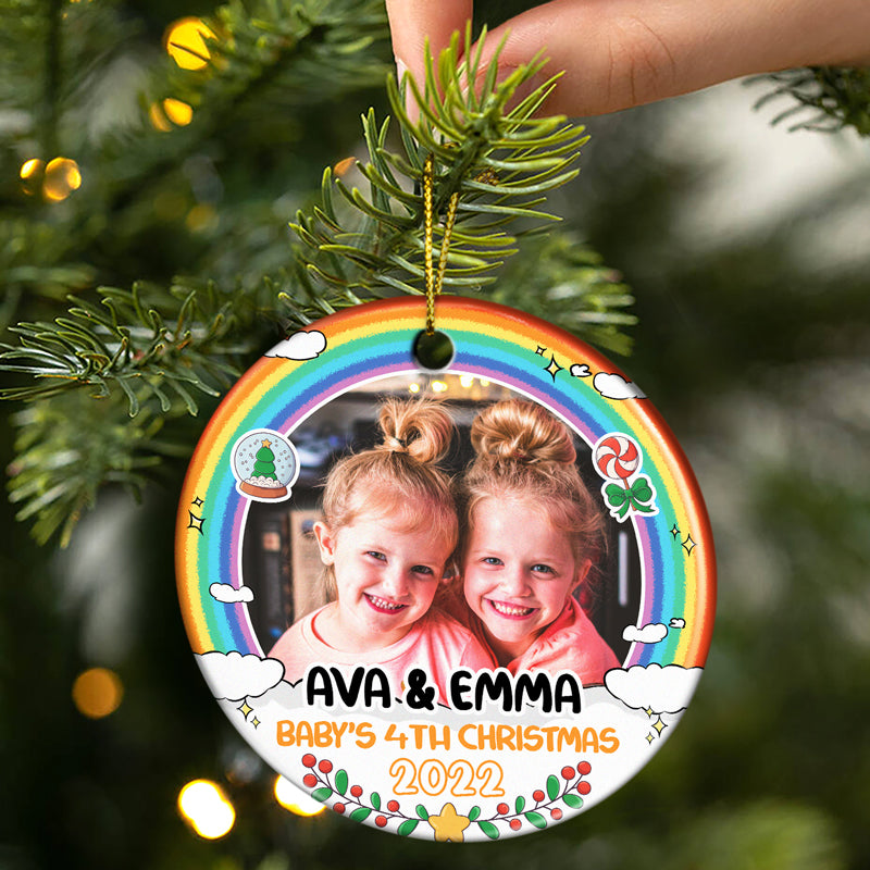 Custom Photo Baby's 1st Christmas - Christmas Gift For Family - Personalized Custom Circle Ceramic Ornament ORNA1210