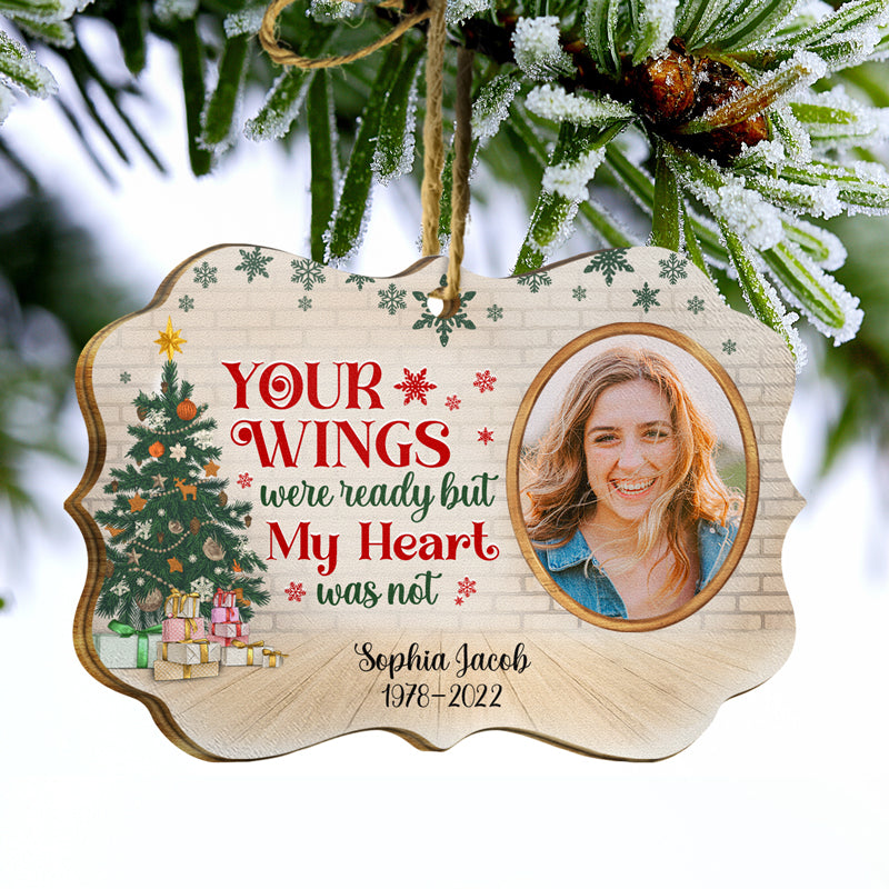 Custom Photo Because Someone We Love Is In Heaven Christmas Family - Memorial Gift For Family - Personalized Custom Wooden Ornament ORNA1210