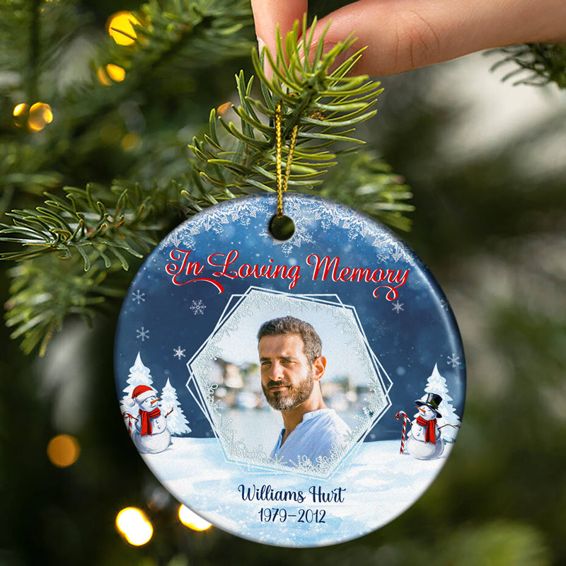 Custom Photo In Loving Memory - Christmas Gift - Memorial Gift For Family - Personalized Custom Circle Ceramic Ornament ORNA1210